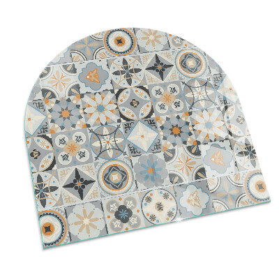 Half round tempered glass hearth Mosaic patterns in tiled shapes