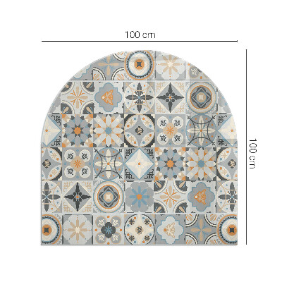 Half round tempered glass hearth Mosaic patterns in tiled shapes