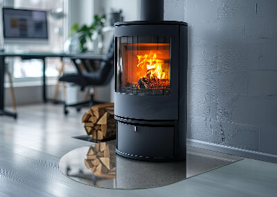 Half round glass hearth Concrete texture in a raw style