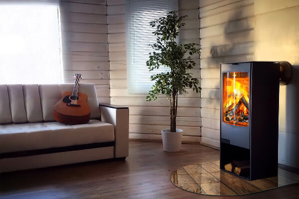 Half round tempered glass hearth Natural wood grain