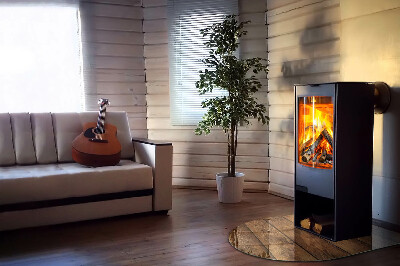 Half round tempered glass hearth Natural wood grain