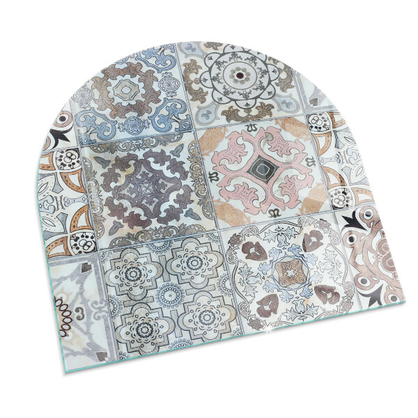 Semi oval glass hearth for stove Mosaic patterns in tiles