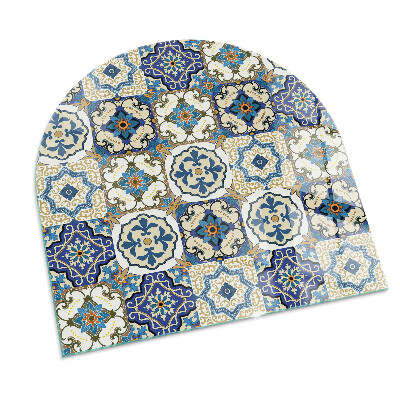Half round glass hearth Mosaic motif with floral accents