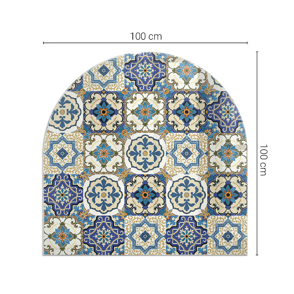 Half round glass hearth Mosaic motif with floral accents