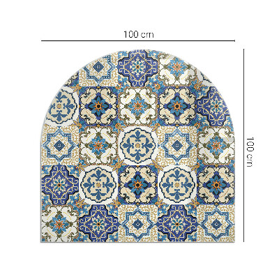 Half round glass hearth Mosaic motif with floral accents