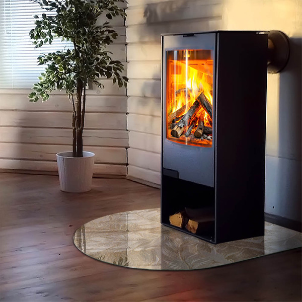 Half round glass hearth Delicate leaf patterns