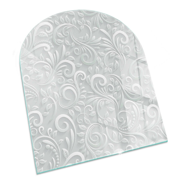 Half round glass hearth Stylish plant motif