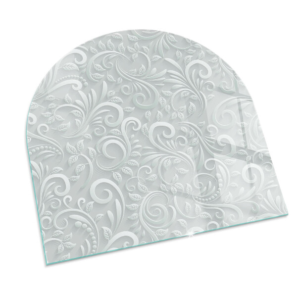 Half round glass hearth Stylish plant motif