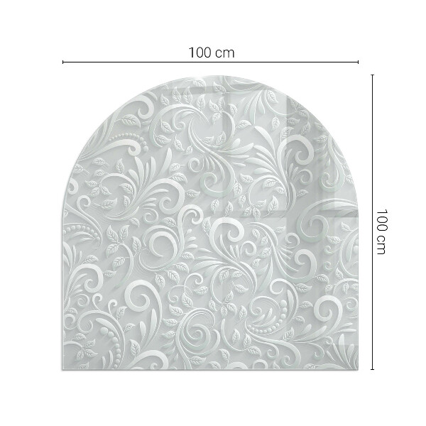 Half round glass hearth Stylish plant motif