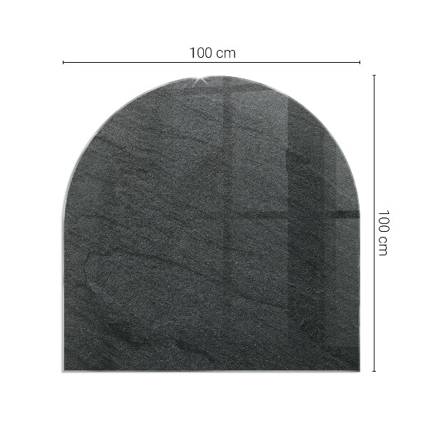 Semi oval glass hearth for stove Stone structure pattern