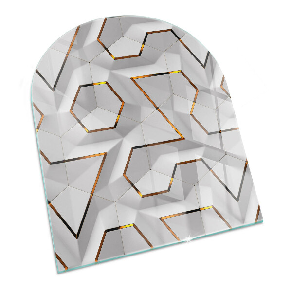 Half round glass hearth Pattern of three-dimensional shapes