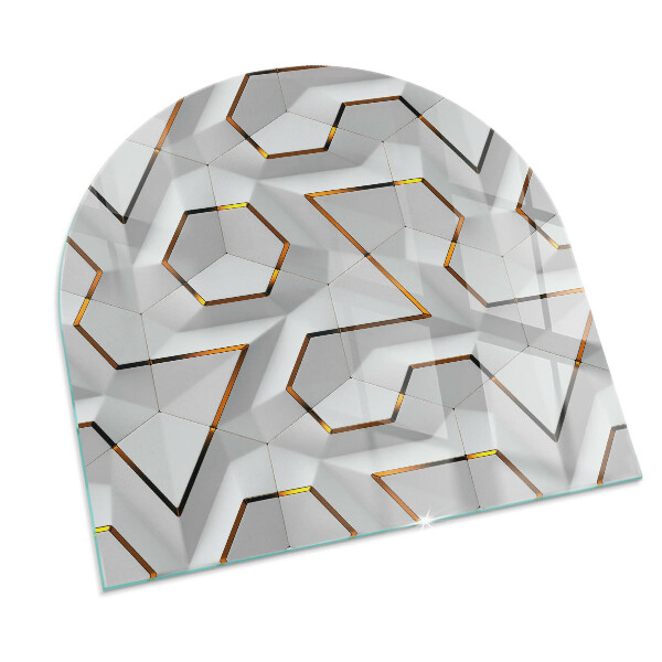 Half round glass hearth Pattern of three-dimensional shapes