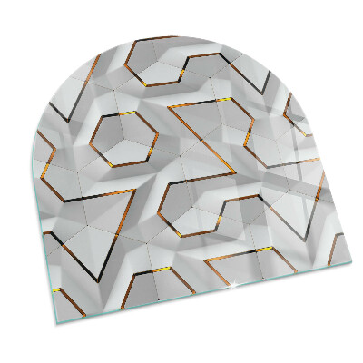 Half round glass hearth Pattern of three-dimensional shapes