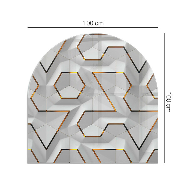 Half round glass hearth Pattern of three-dimensional shapes