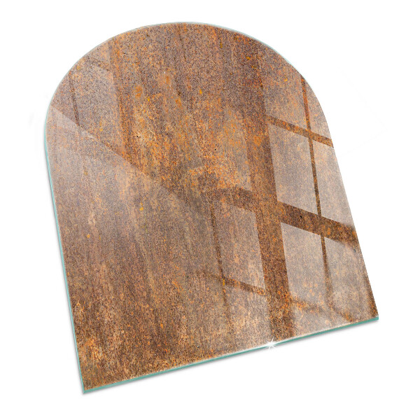 Half round tempered glass hearth Rusty pattern on the background