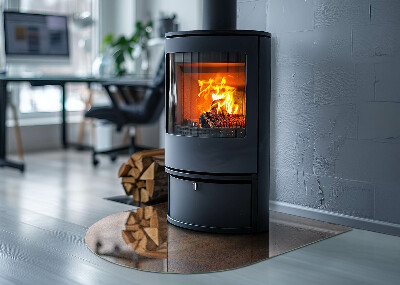 Half round tempered glass hearth Rusty pattern on the background