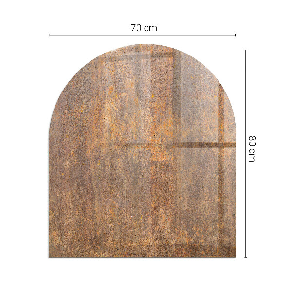 Half round tempered glass hearth Rusty pattern on the background