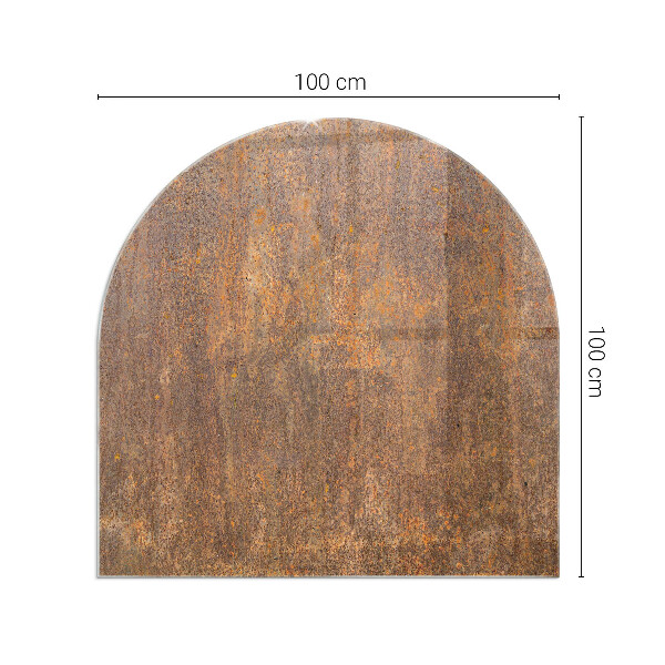 Half round tempered glass hearth Rusty pattern on the background