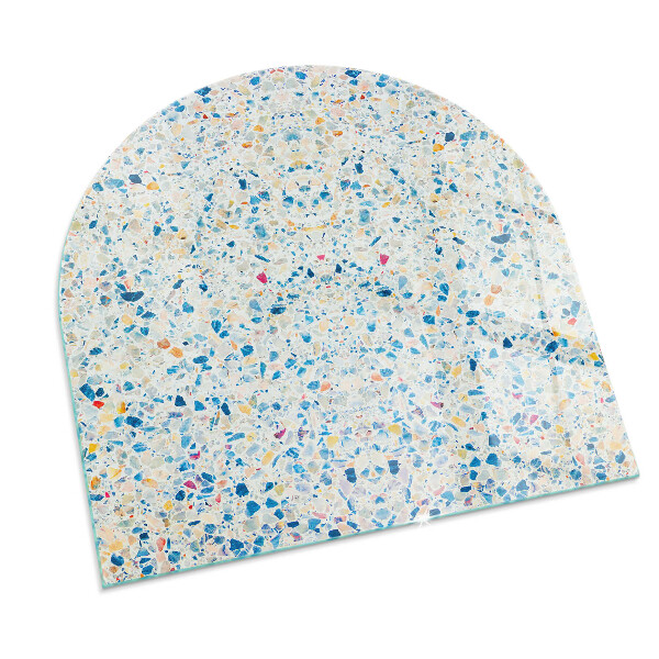 Semi oval glass hearth for stove Abstract texture motif