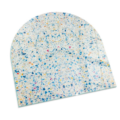 Semi oval glass hearth for stove Abstract texture motif