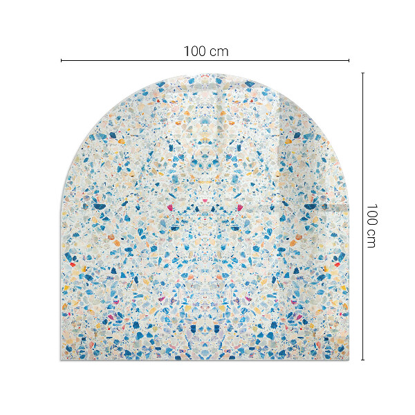 Semi oval glass hearth for stove Abstract texture motif