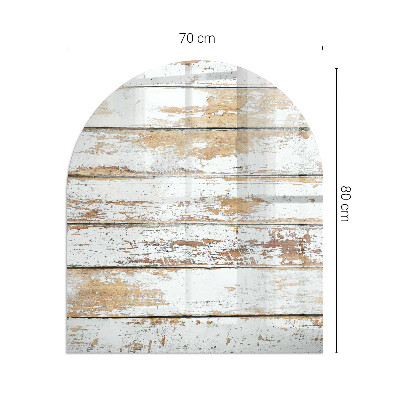 Half round tempered glass hearth Rusty wooden board