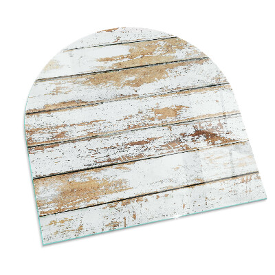 Half round tempered glass hearth Rusty wooden board