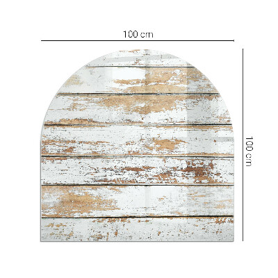 Half round tempered glass hearth Rusty wooden board