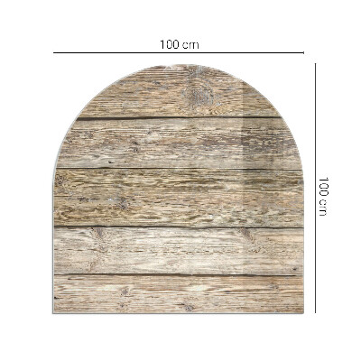 Semi oval glass hearth for stove Wooden grain in a natural style
