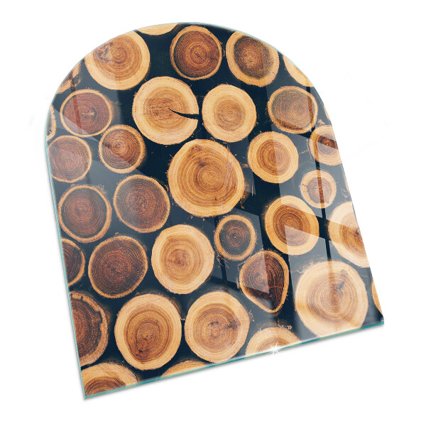 Semi oval glass hearth for stove Box with wooden frame