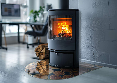 Semi oval glass hearth for stove Box with wooden frame