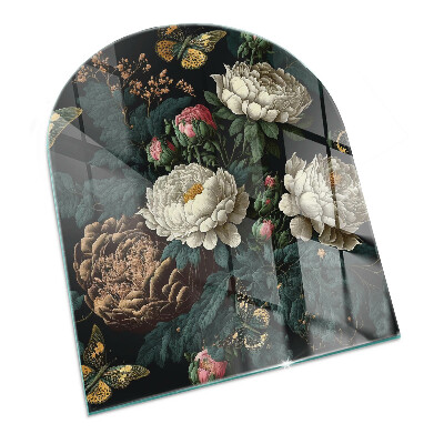 Half round glass hearth Floral motif with butterflies