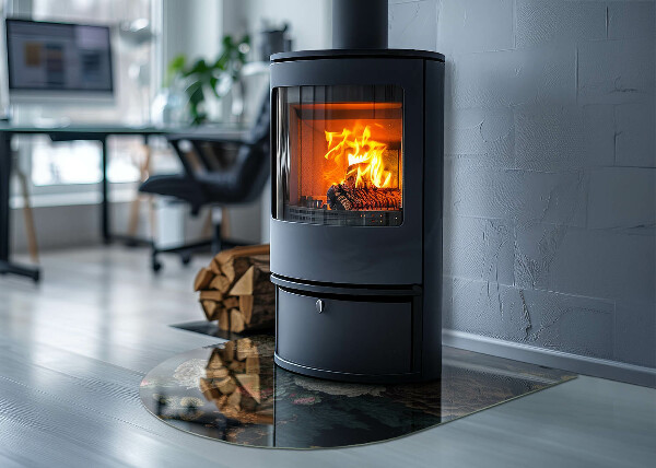 Half round glass hearth Floral motif with butterflies