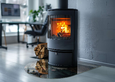 Half round glass hearth Floral motif with butterflies