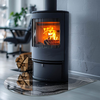 Half round tempered glass hearth Abstract wavy and linear patterns