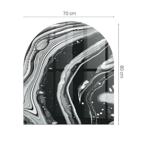 Half round tempered glass hearth Abstract wavy and linear patterns