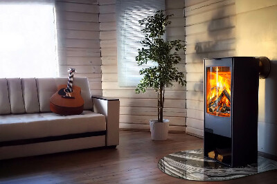 Half round tempered glass hearth Abstract wavy and linear patterns