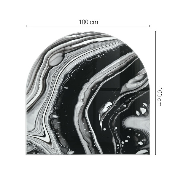 Half round tempered glass hearth Abstract wavy and linear patterns