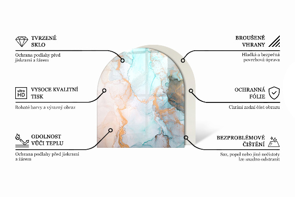 Semi oval glass hearth for stove Concrete texture in a raw style