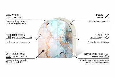 Semi oval glass hearth for stove Concrete texture in a raw style