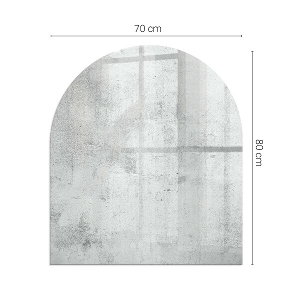 Semi oval glass hearth for stove Concrete texture in a raw style