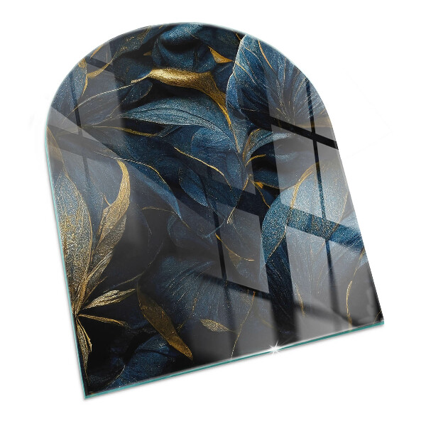 Half round glass hearth Stylish leaves in the structure