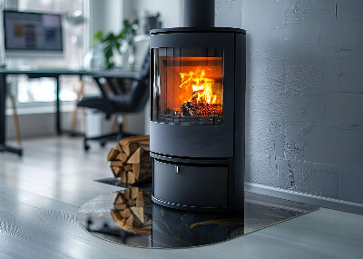 Half round glass hearth Stylish leaves in the structure