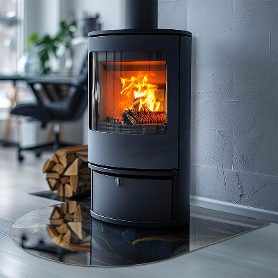 Half round glass hearth Stylish leaves in the structure