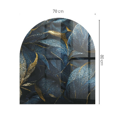 Half round glass hearth Stylish leaves in the structure