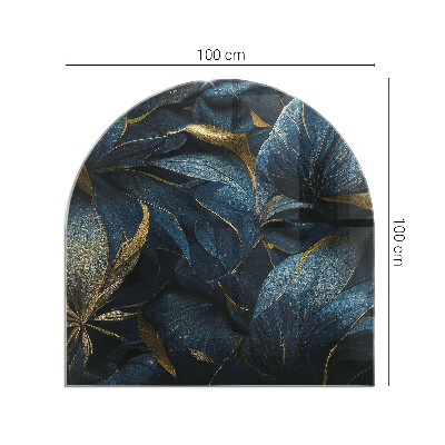 Half round glass hearth Stylish leaves in the structure