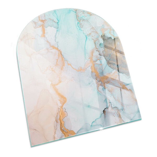 Half round tempered glass hearth Fluid abstract motif