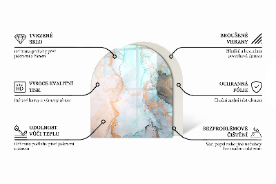 Half round tempered glass hearth Fluid abstract motif