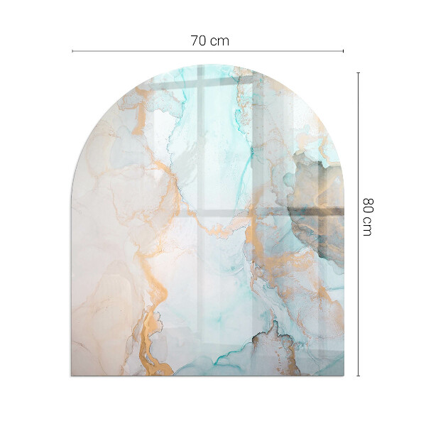 Half round tempered glass hearth Fluid abstract motif
