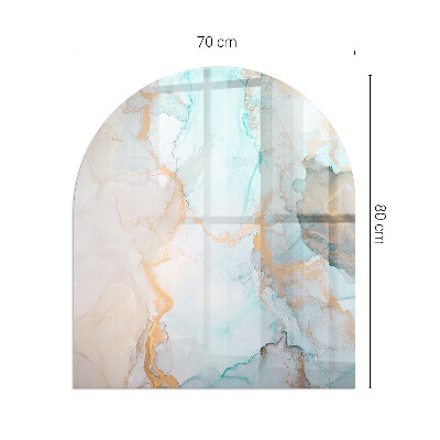 Half round tempered glass hearth Fluid abstract motif